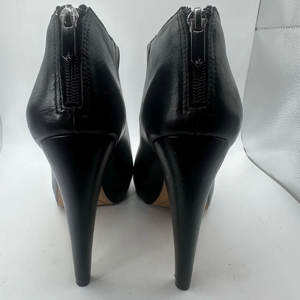 Sam Edelman Keaton‎ Women's Black Leather Zip Heel Booties Size 9.5 Sexy $139